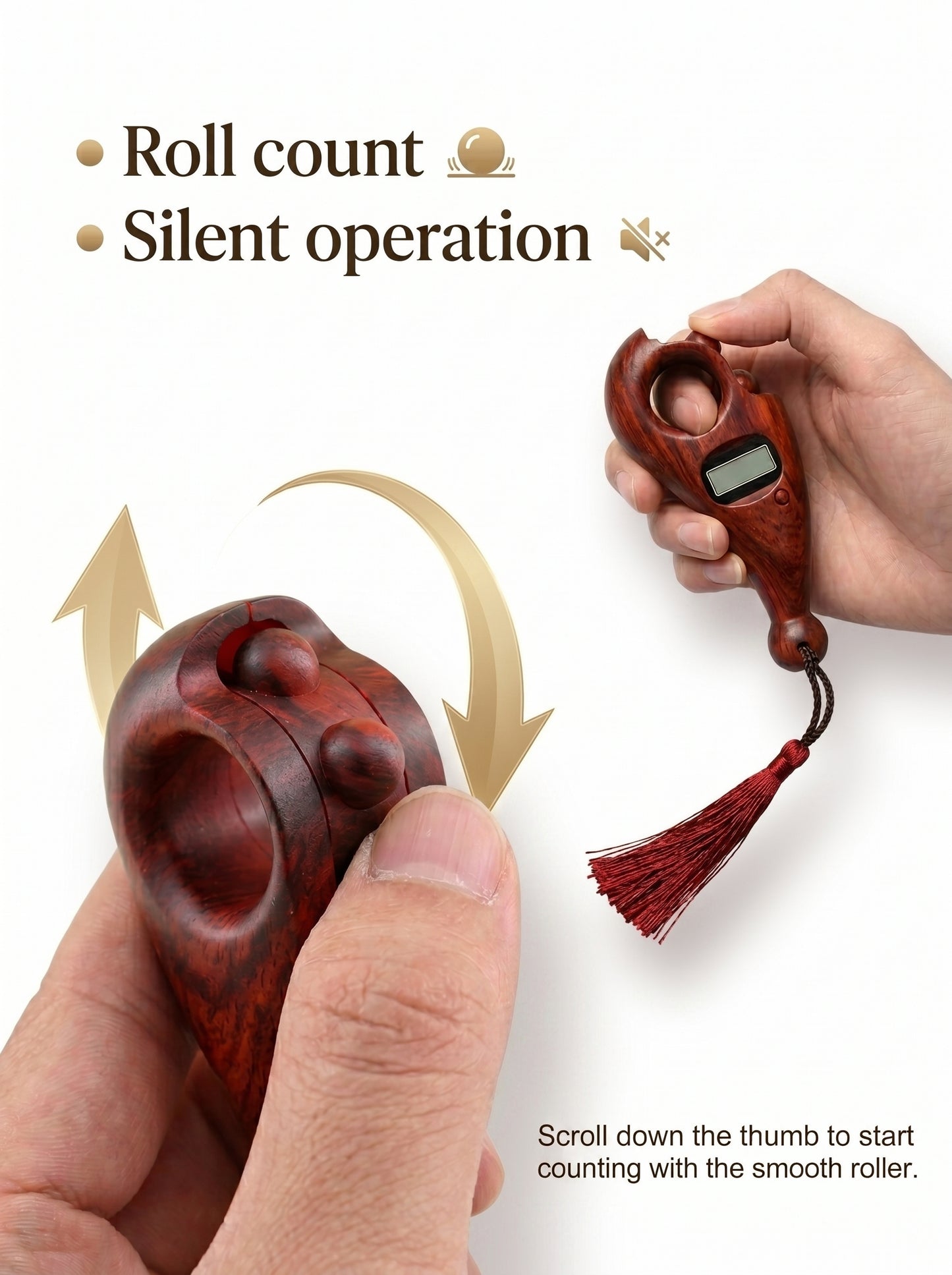 Digital Tasbih Counter – Wooden Body with Compass